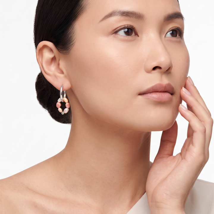 Aretes Argollas Acero en Baño de Oro Blanco Eden
