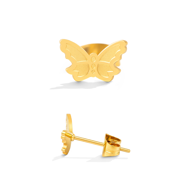 Aretes Acero Vuelo Dorado