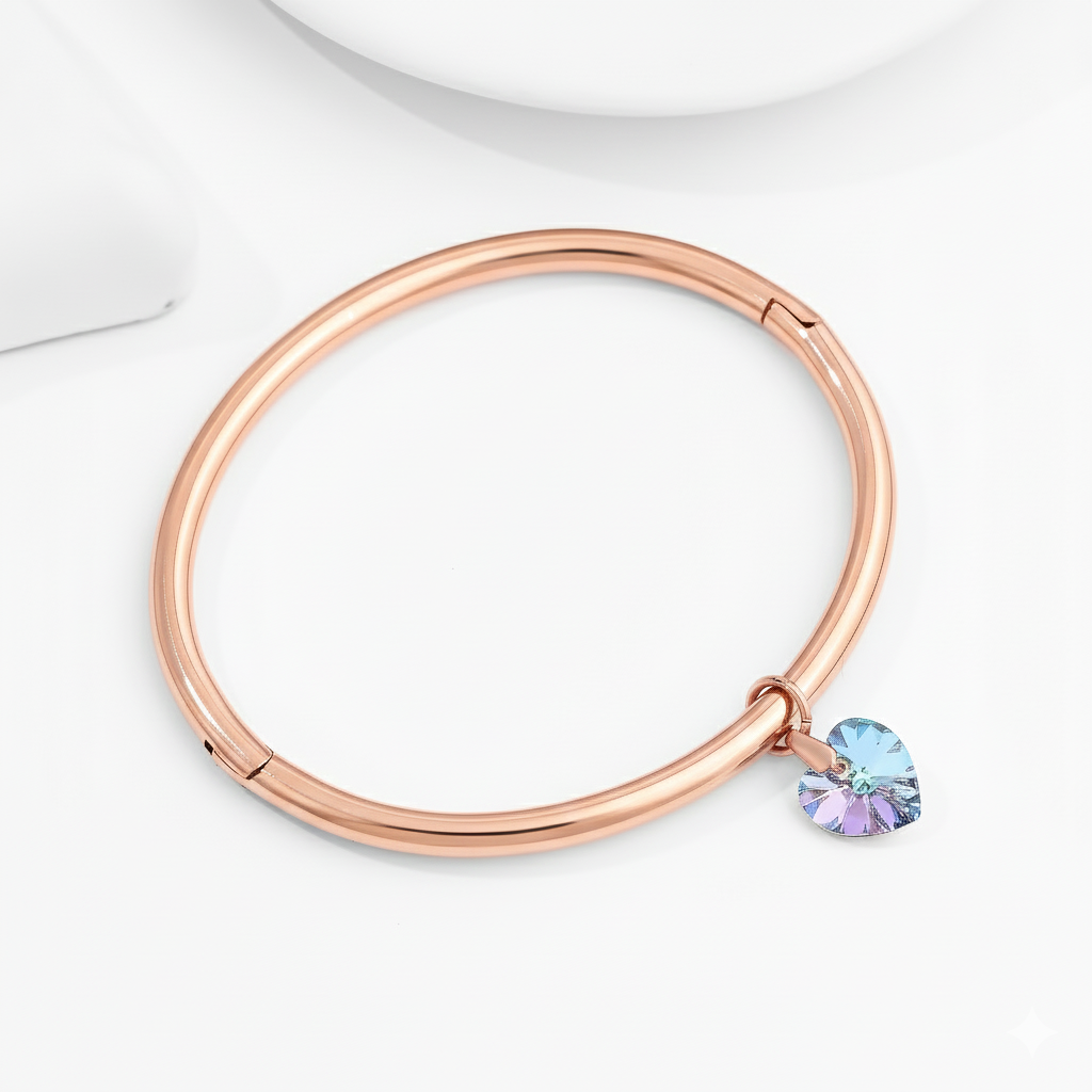 Pulsera Acero en Baño de Oro Blanco Aterciopelado