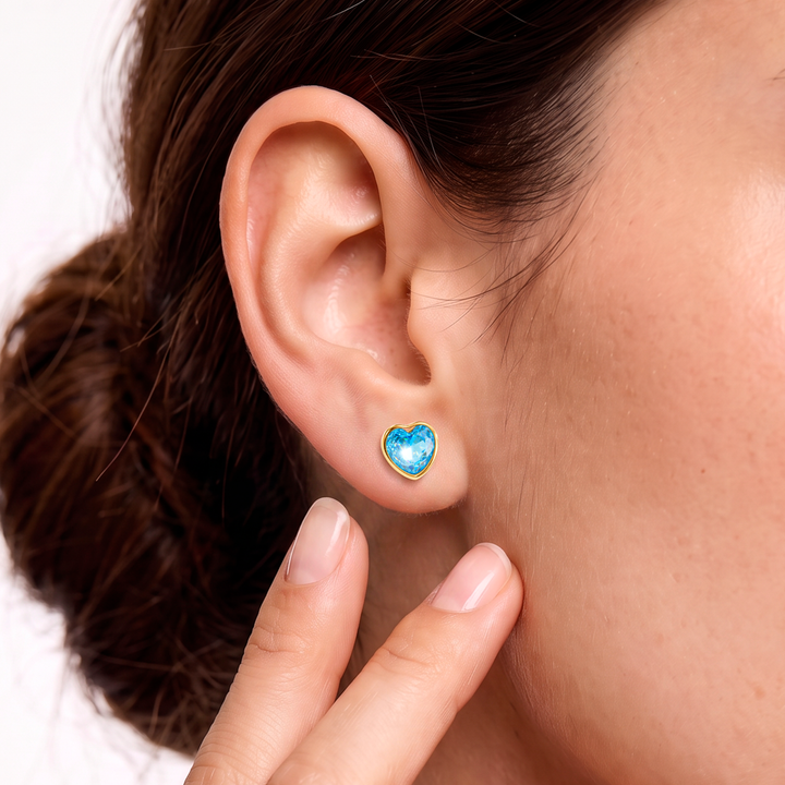 Aretes Acero Amor Azul
