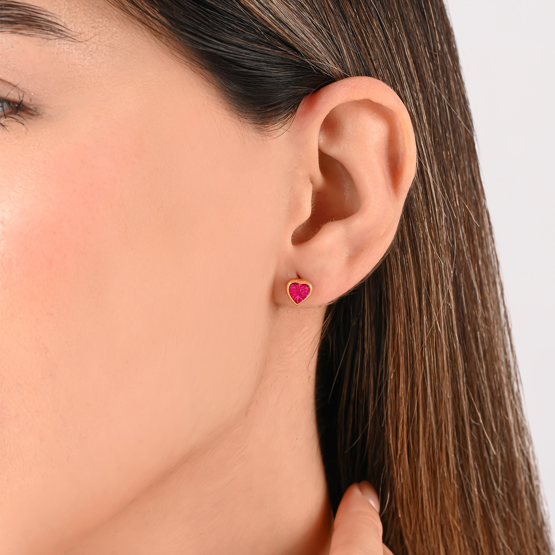 Arete Acero Encanto Rojo