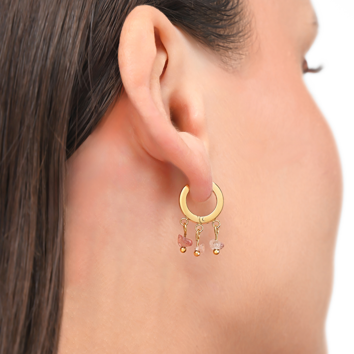 Aretes Acero Encanto Rosado