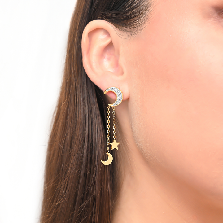 Aretes Acero Constelación Dorada