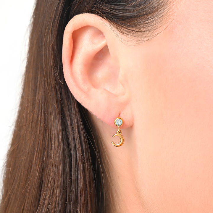 Aretes Acero Media Luna Brillante