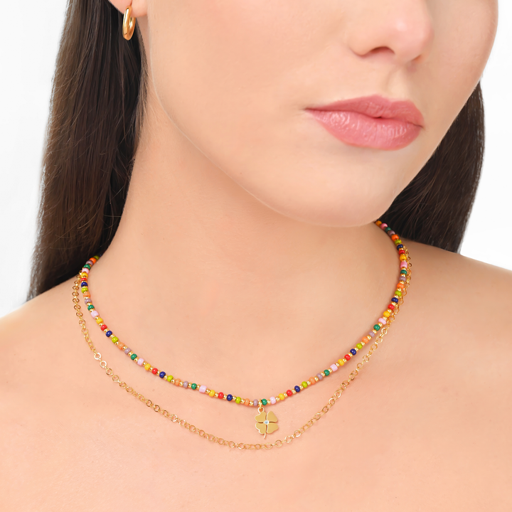 Collar Acero Trébol de Colores