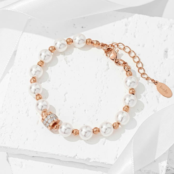 Pulsera Acero Perlas Brillante
