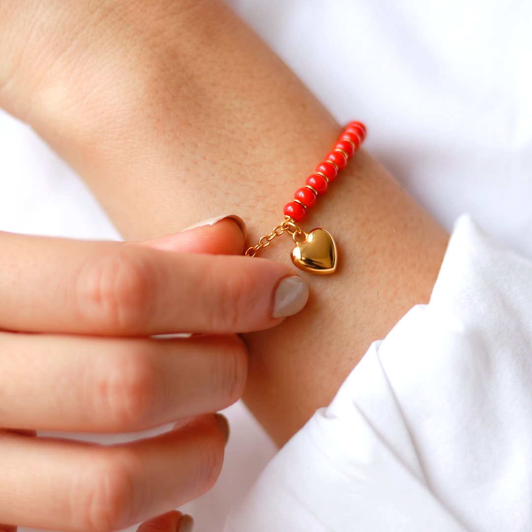 Pulsera Acero Latido Carmesí