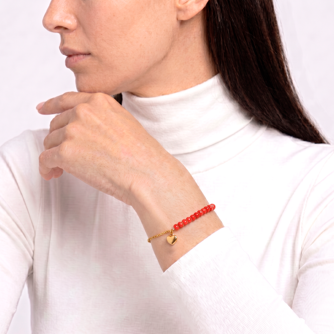 Pulsera Acero Latido Carmesí