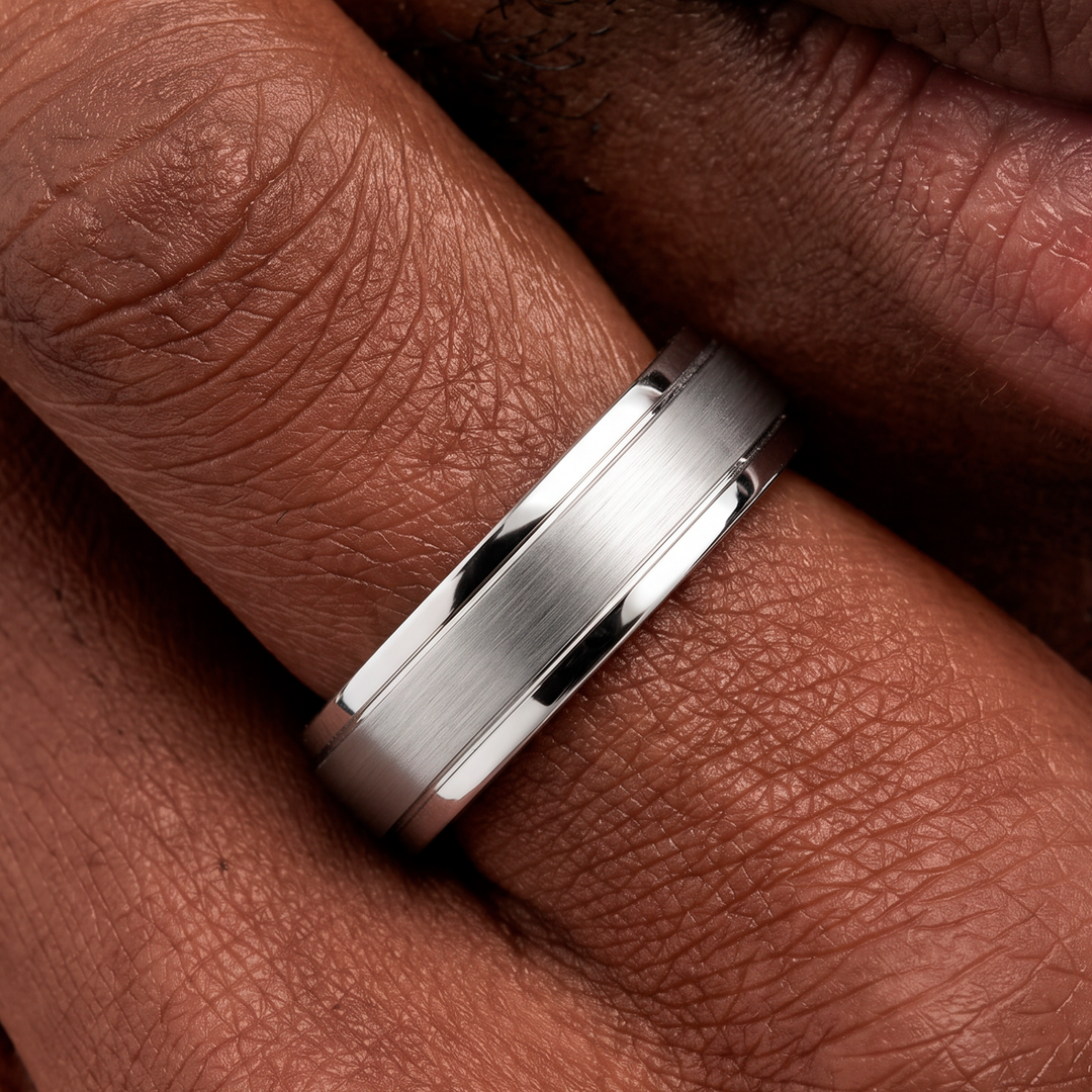 Anillo Acero Platinium - Hombre