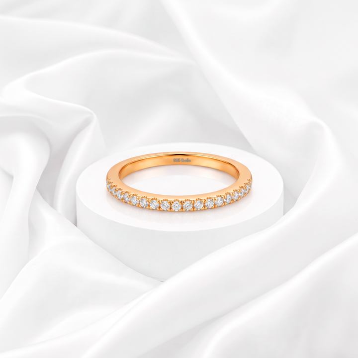 Churumbela fina en micro-pavé con circonias brillantes para mujer marca Belle en plata 925 bañada en oro de 18k.