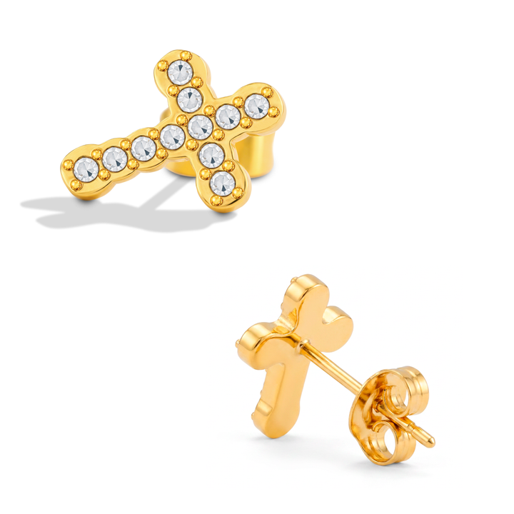 Aretes Acero Cruz Crystal Glow