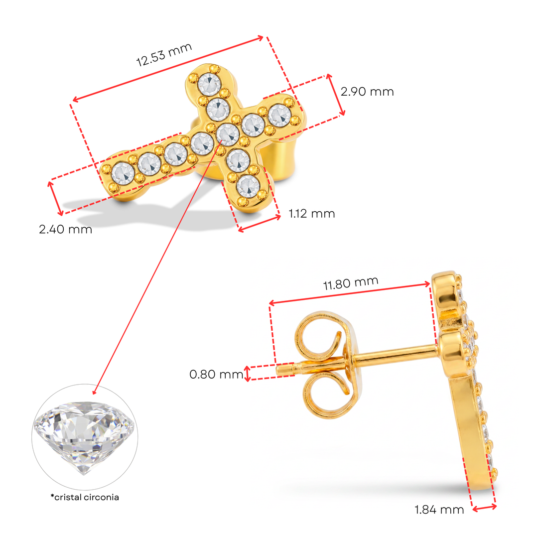 Aretes Acero Cruz Crystal Glow