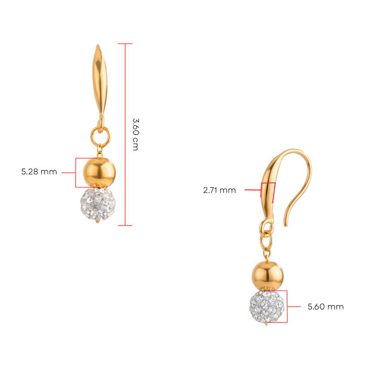 Aretes Acero Crystal Beads