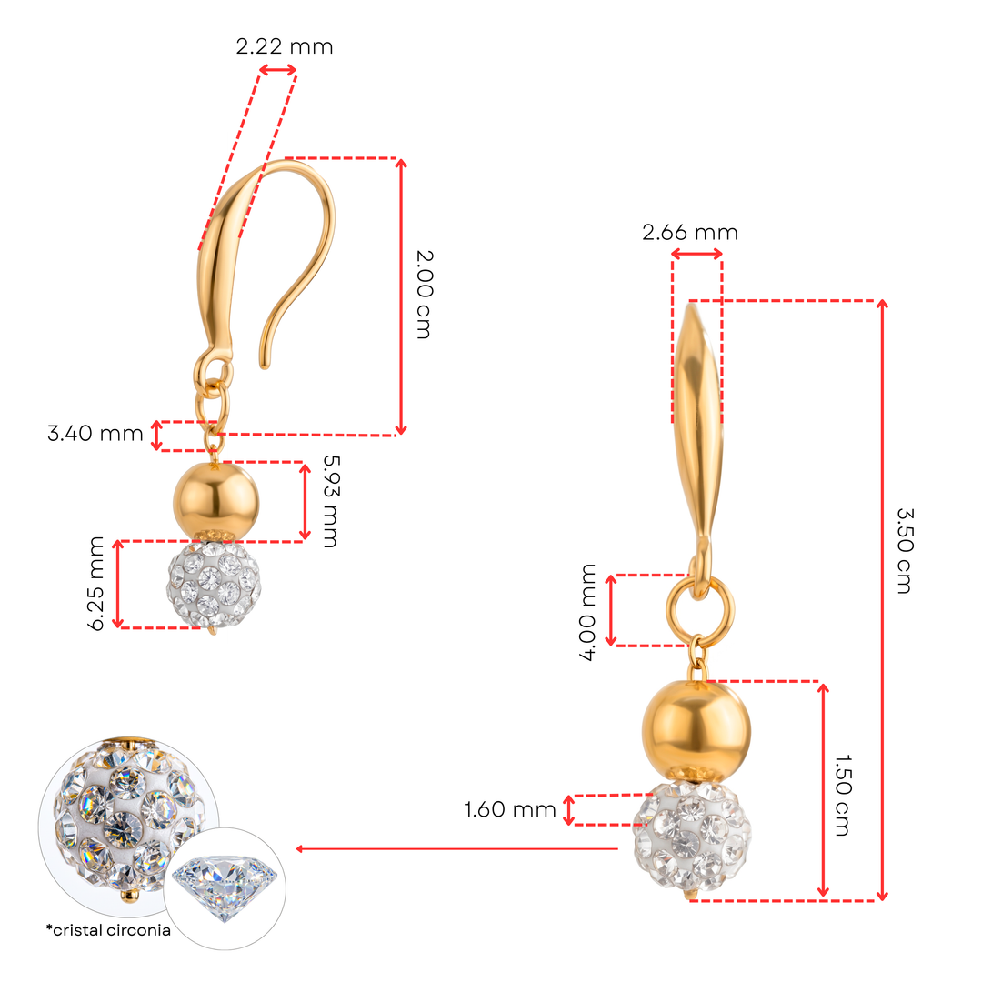 Aretes Acero Crystal Beads