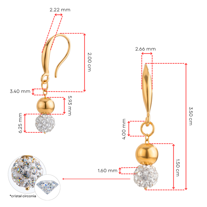 Aretes Acero Crystal Beads