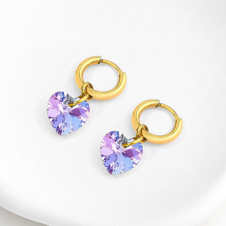 Aretes Acero Bañado en Oro Blanco Aterciopelado