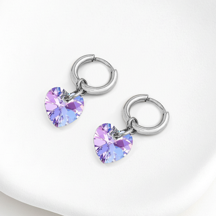 Aretes Acero Bañado en Oro Blanco Aterciopelado