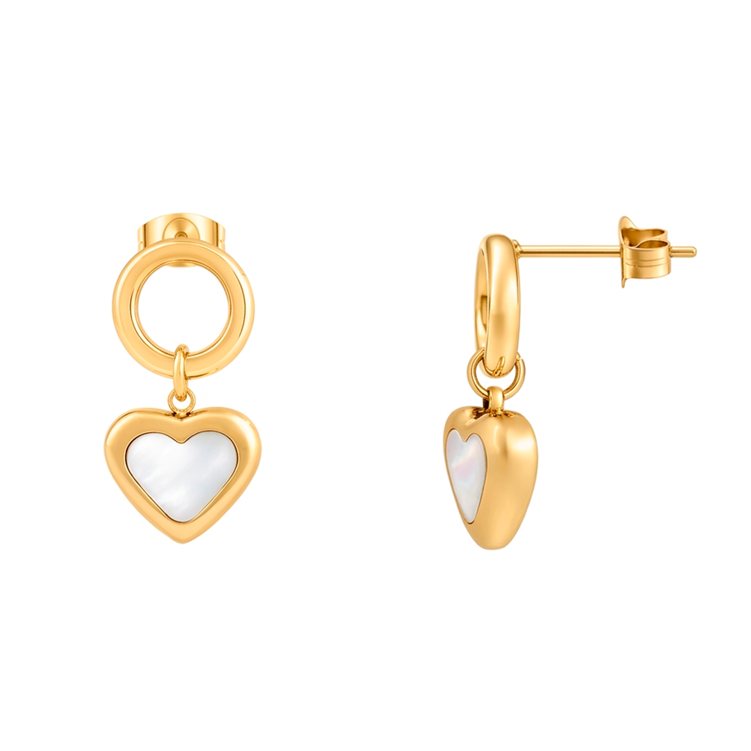 Aretes Acero Corazón Nácar