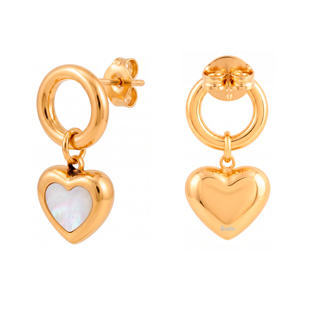 Aretes Acero Corazón Nácar