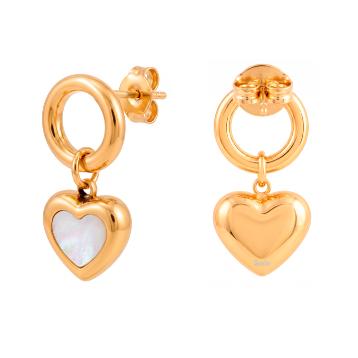 Aretes Acero Corazón Nácar