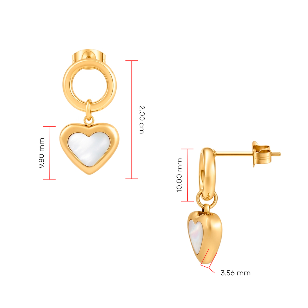 Aretes Acero Corazón Nácar