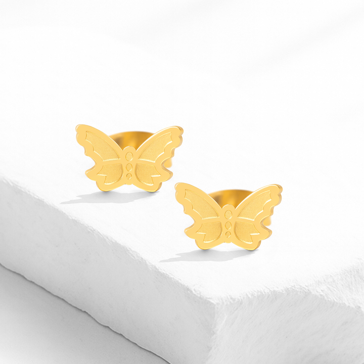 Aretes Acero Vuelo Dorado