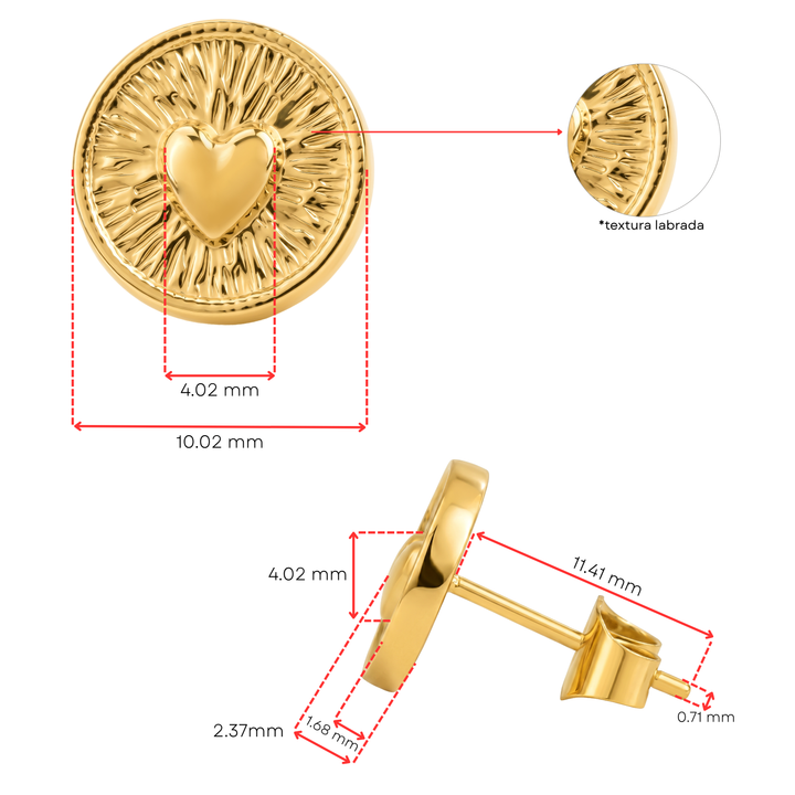 Aretes Acero Relieve de Amor