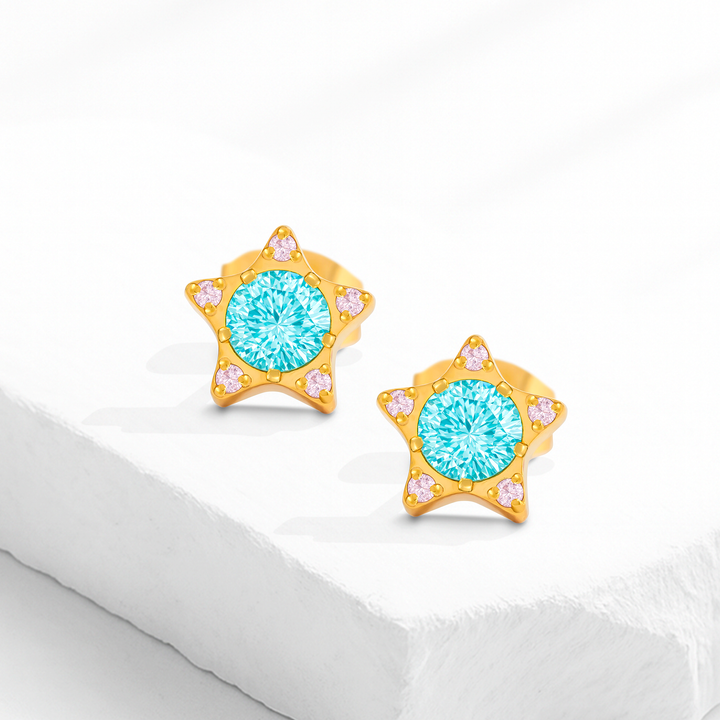 Aretes Acero Estrella Turquesa