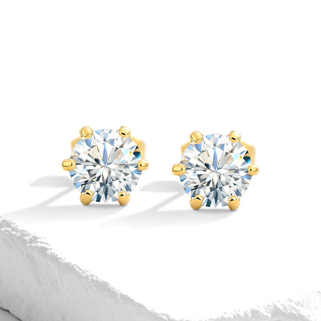 Aretes Acero en Baño de Oro Blanco Luz Estelar