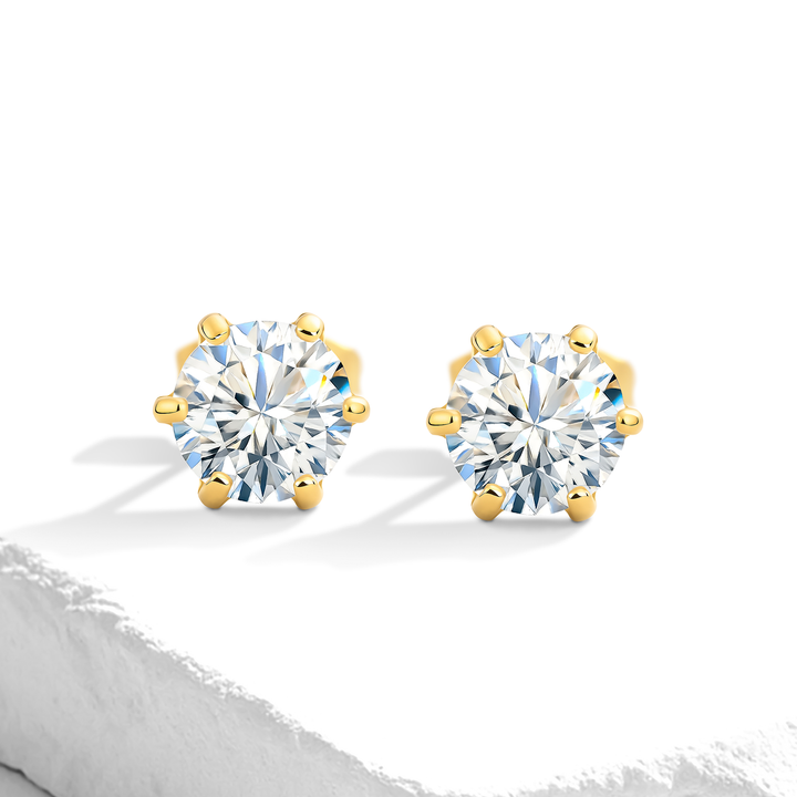 Aretes Acero en Baño de Oro Blanco Luz Estelar