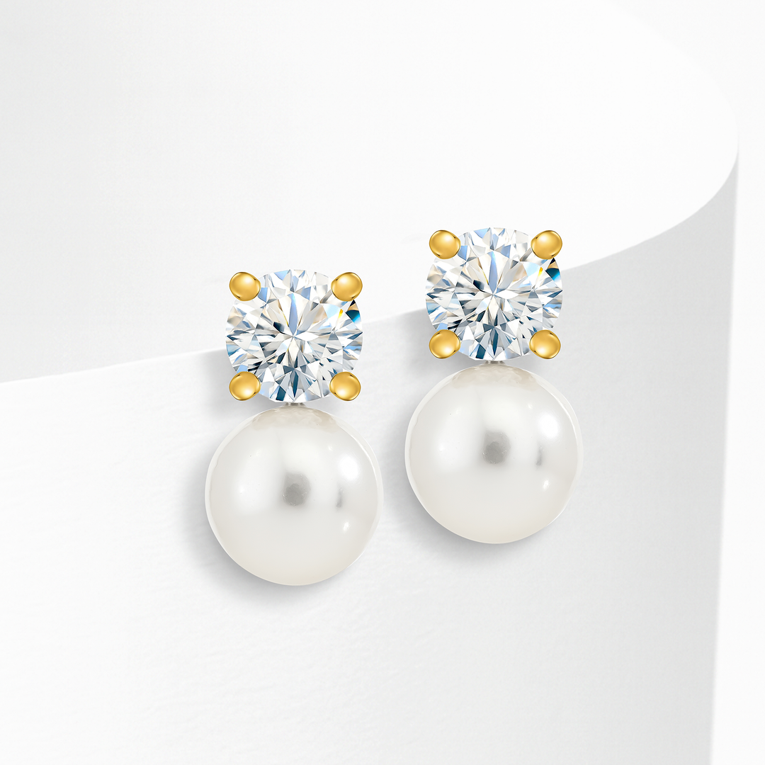 Aretes Acero en Baño de Oro Blanco Doble Destello