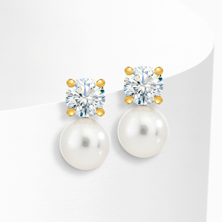 Aretes Acero en Baño de Oro Blanco Doble Destello