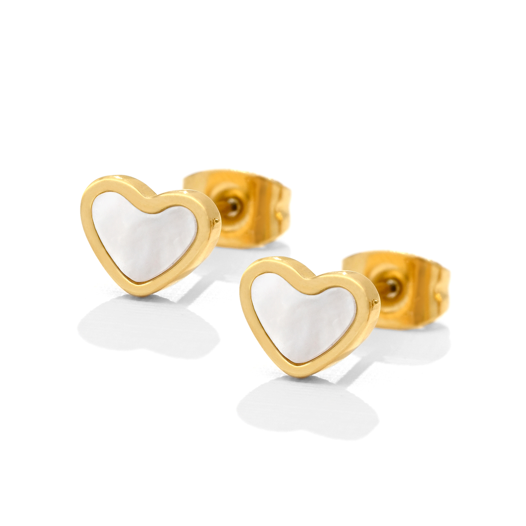 Arete Acero en Baño de Oro Blanco Amor Puro