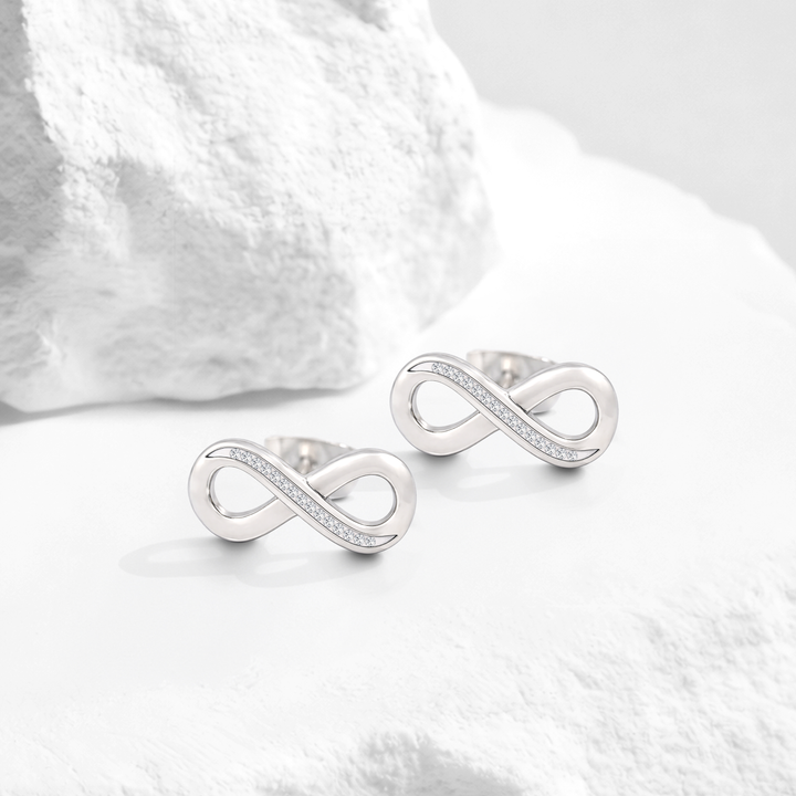 Aretes Acero en Baño de Oro Blanco Aura Infinit
