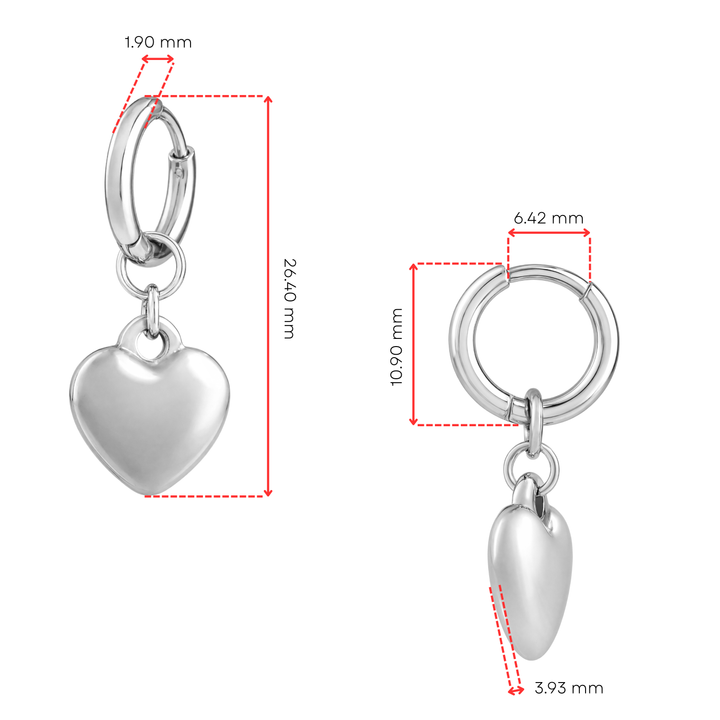 Aretes Argollas Acero Coquette Heart