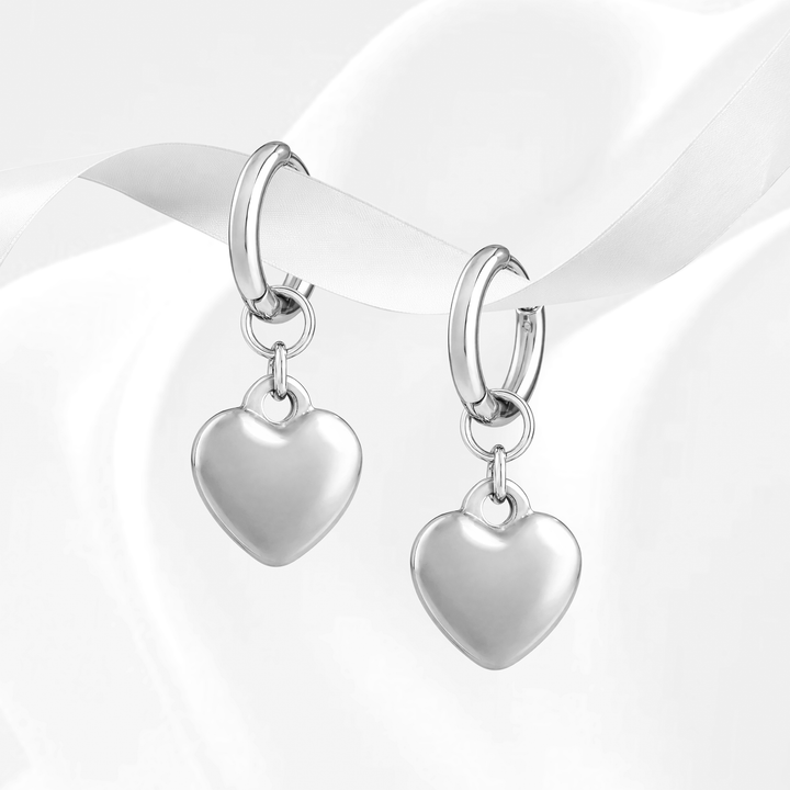Aretes Argollas Acero Coquette Heart
