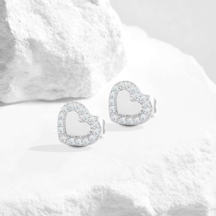 Aretes Acero en Baño de Oro Blanco Royale