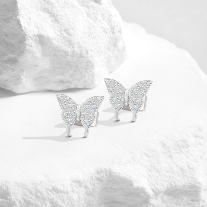 Aretes Acero en Baño de Oro Blanco Alessa