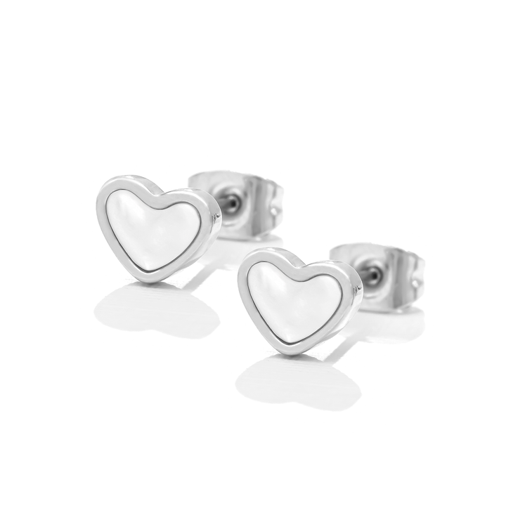 Arete Acero en Baño de Oro Blanco Amor Puro