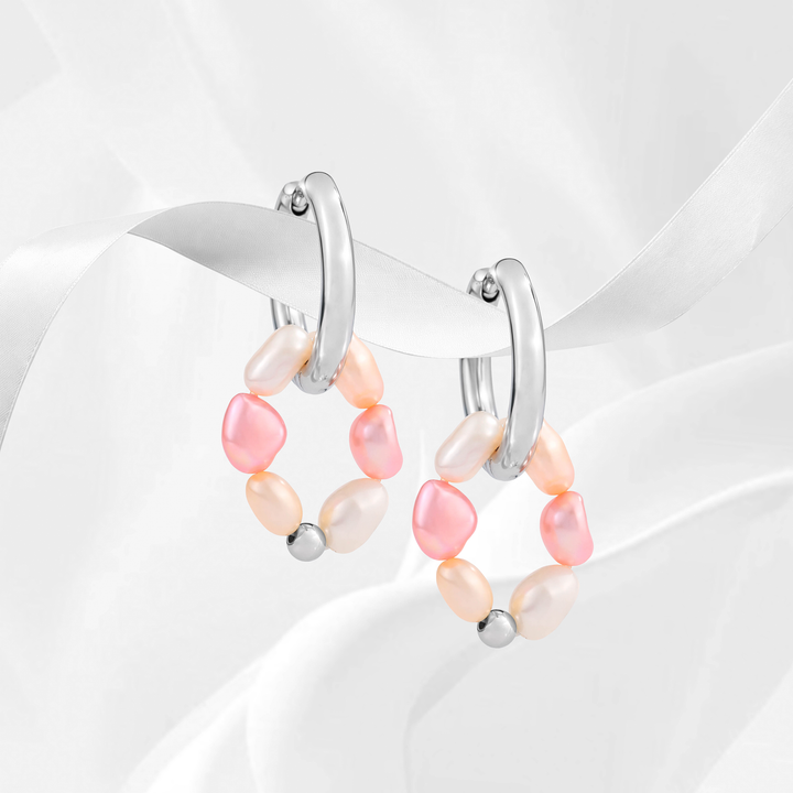 Aretes Acero en Baño de Oro Blanco Eden