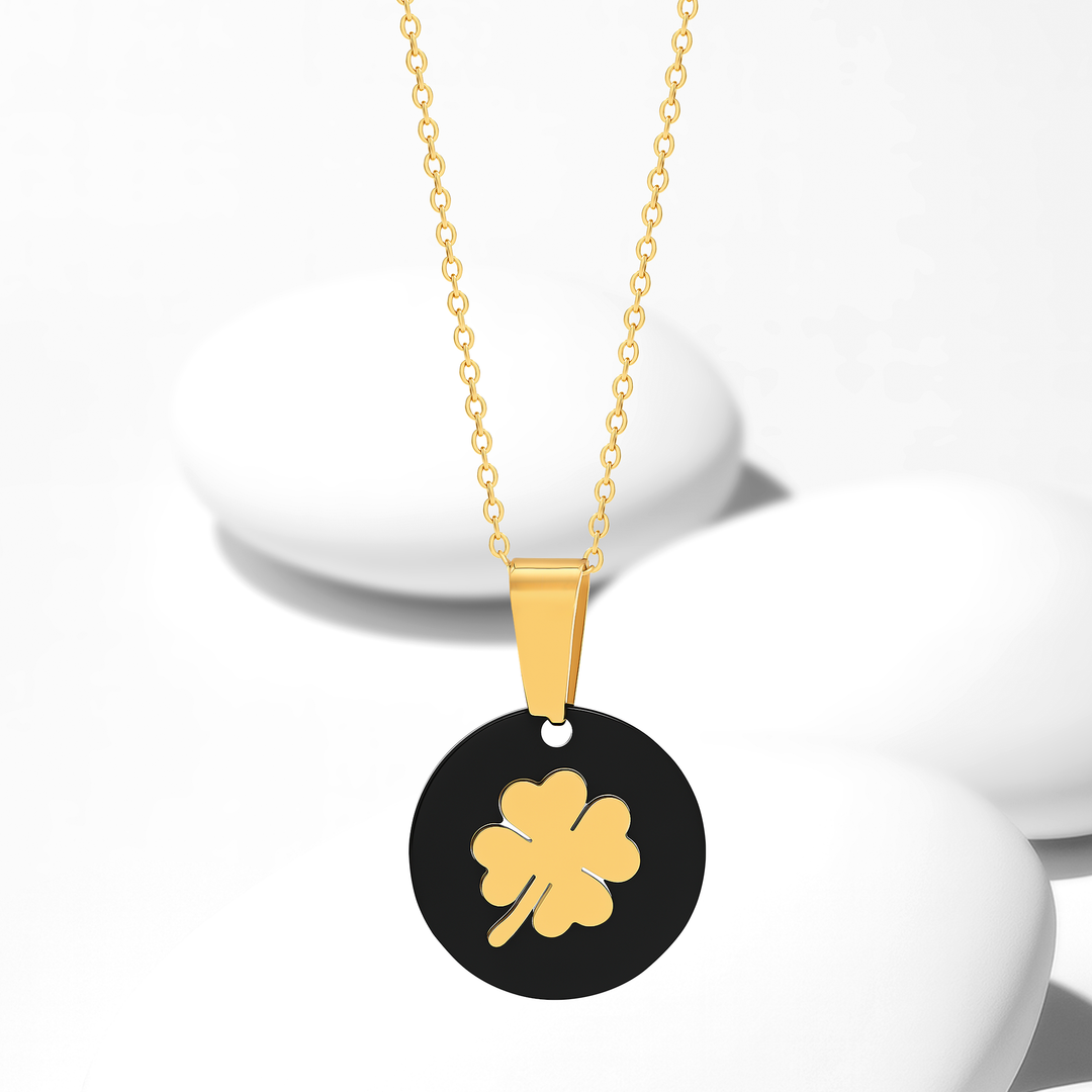 Collar Acero en Baño de Oro Golden Clover