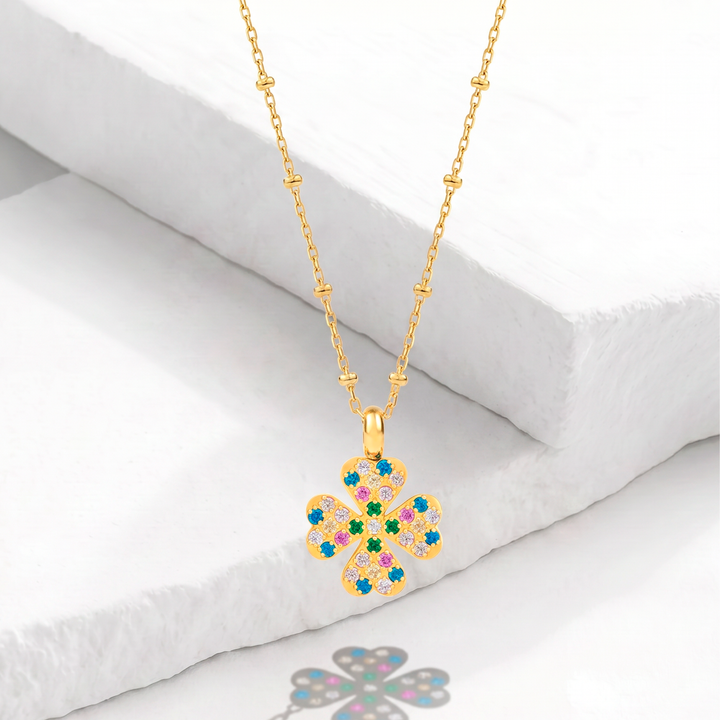 Collar Acero Trébol Arcoiris