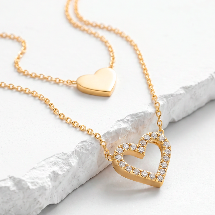Collar Acero Dúo Corazón