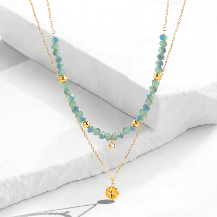 Collar Acero Aurora Esmeralda