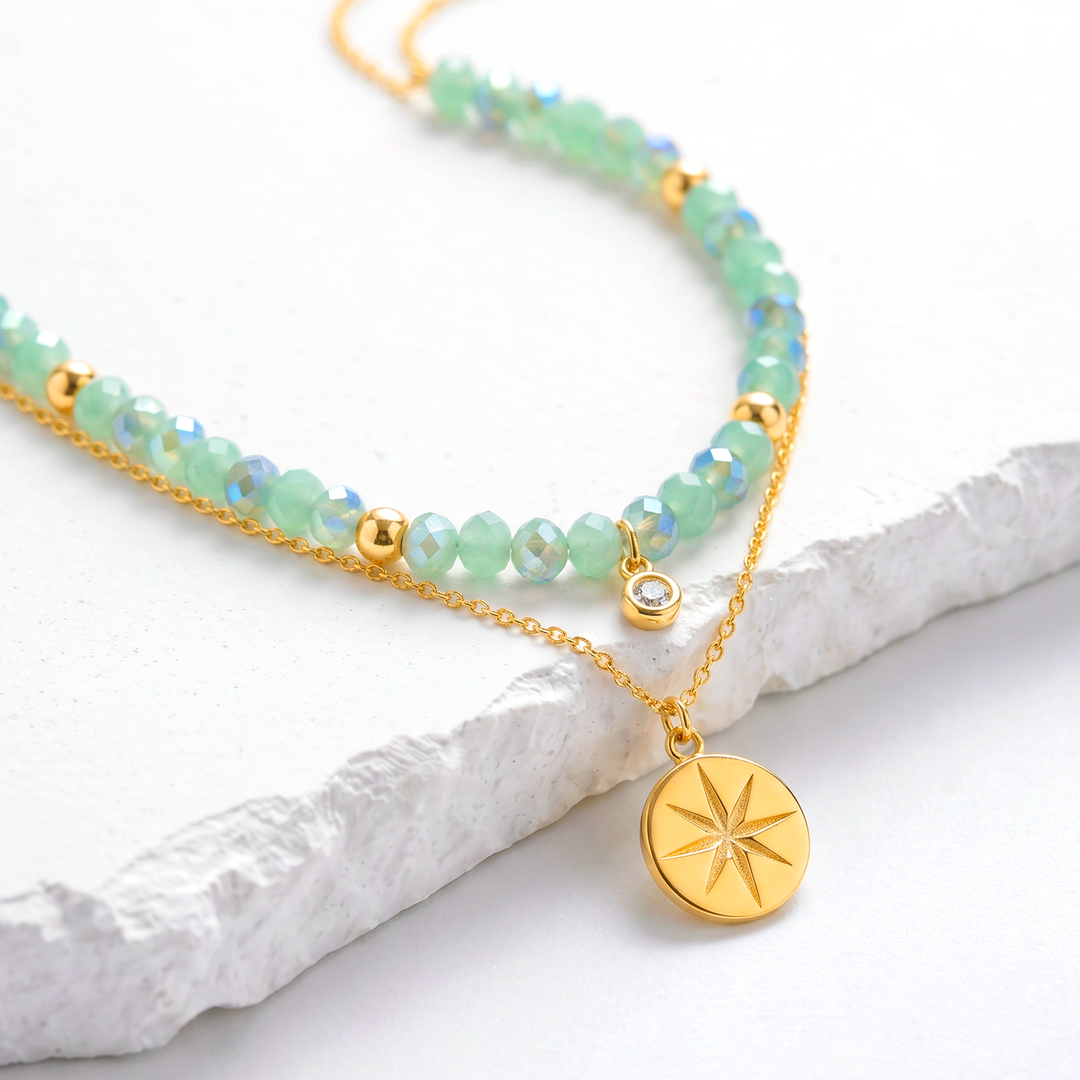 Collar Acero Aurora Esmeralda