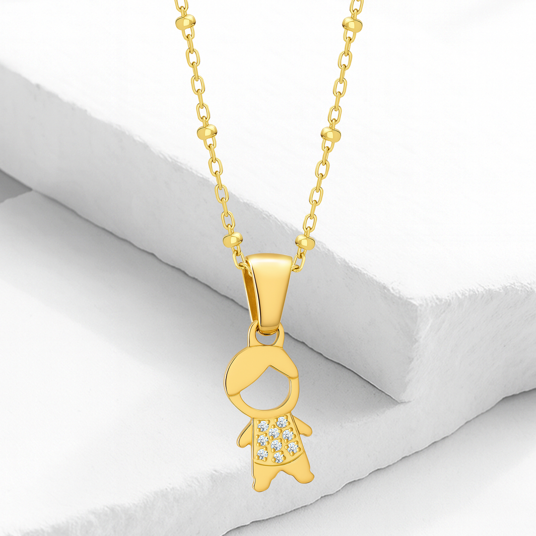 Collar Acero en Baño de Oro Blanco André