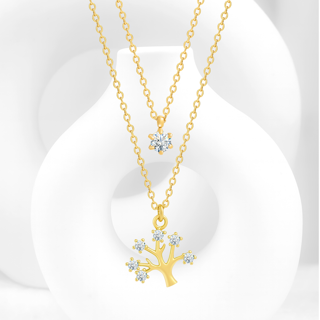 Collar Acero en Baño de Oro Blanco Luz Estelar