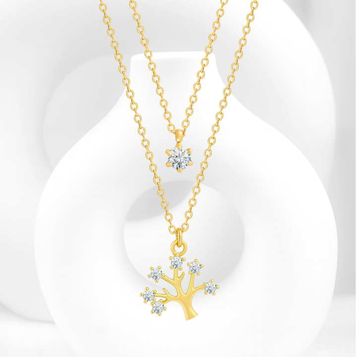 Collar Acero en Baño de Oro Blanco Luz Estelar