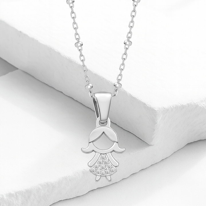 Collar Acero en Baño de Oro Blanco Anthonella