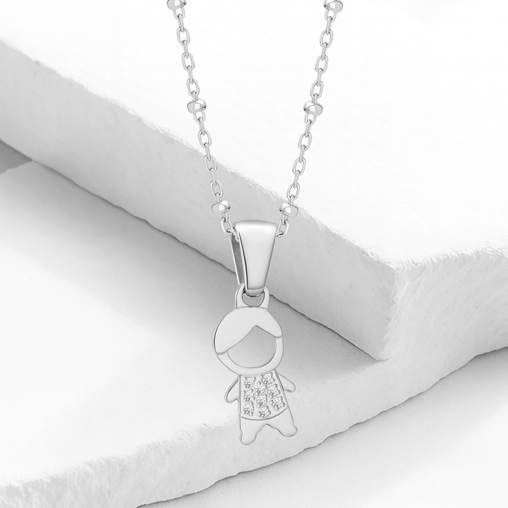 Collar Acero en Baño de Oro Blanco André